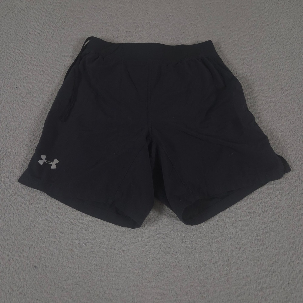 Under Armour Shorts Mens Small Black HeatGear Brief Mesh Lined Fitted Running